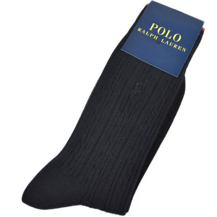 ポロ ラルフローレン 靴下 1足 メンズ ブランド ハイブランド POLO Ralph Lauren 黒 ブラック ケーブル..