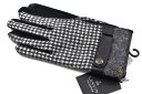 ランバン コレクション 手袋 メンズ ブランド LANVIN COLLECTION ウール カシミヤ 混 ステッチ 千鳥格子 ヘリンボーン レザー ベルト 黒 ...