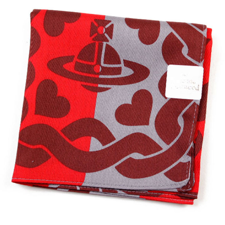 ヴィヴィアン ウエストウッド ハンカチ 1枚 レディース ブランド Vivienne Westwood グレー 赤 レッド 茶 ブラウン TWIN EAGLES 鳥 バード ハート ORB オーブ プリント 女性 婦人 母の日 20代 30代 40代 50代 プレゼント ギフト おしゃれ ポイント消化