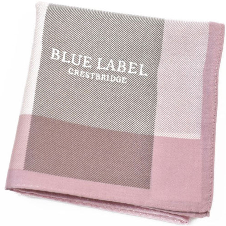 ブルーレーベル クレストブリッジ ハンカチ 1枚 レディース ブランド BLUE LABEL CRESTBRIDGE ピンク ベージュ チェック ロゴ 刺繍 女性 婦人