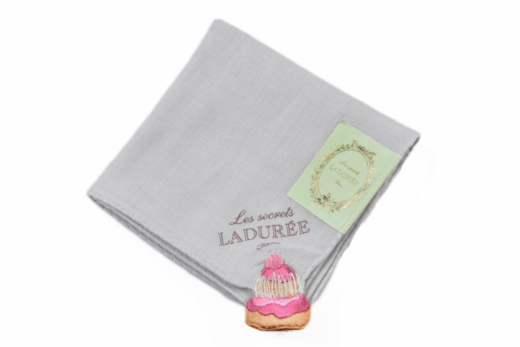 ガーゼ ラデュレ ハンカチ 1枚 レディース ブランド LADUREE グレー カップケーキ ガーゼハンカチ 無地 女性 婦人 訳あり 【あす楽】