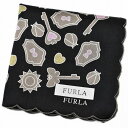 フルラ ハンカチ レディース 綿 高級 ブランド ハイブランド FURLA ブラック 黒 ゴールドラメハート キー ロゴ 女性 婦人 母の日 実用的 20代 3...