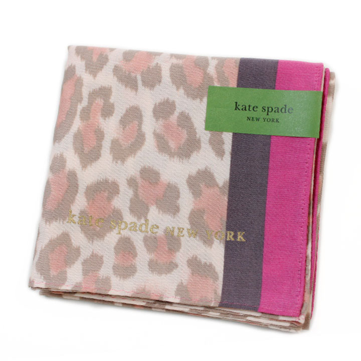 ケイト スペード ニューヨーク ハンカチ レディース 1枚 ブランド kate spade new york レオパード ピンク グレー ロゴ プリント 女性 ...