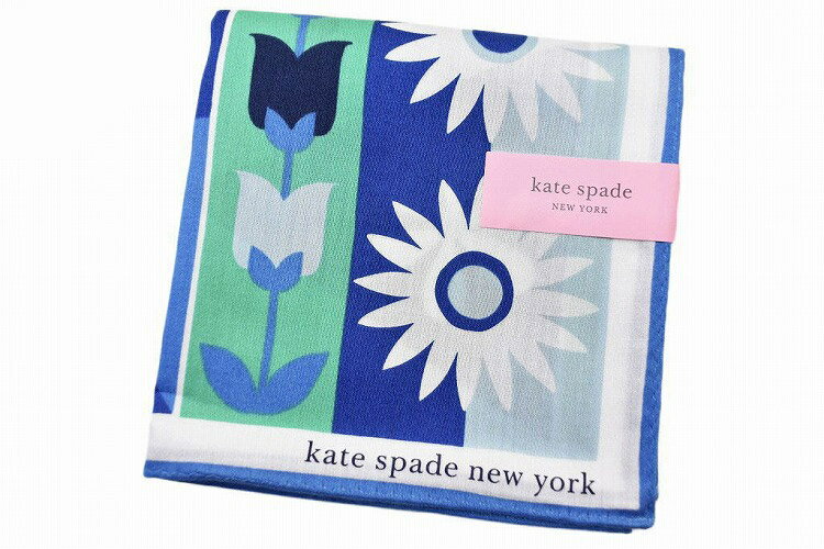 ケイト スペード ニューヨーク ハンカチ レディース 1枚 ブランド kate spade new york ブルー 系 ビッグ フラワー プリント 女性 婦人 ケート 母の日 【あす楽】