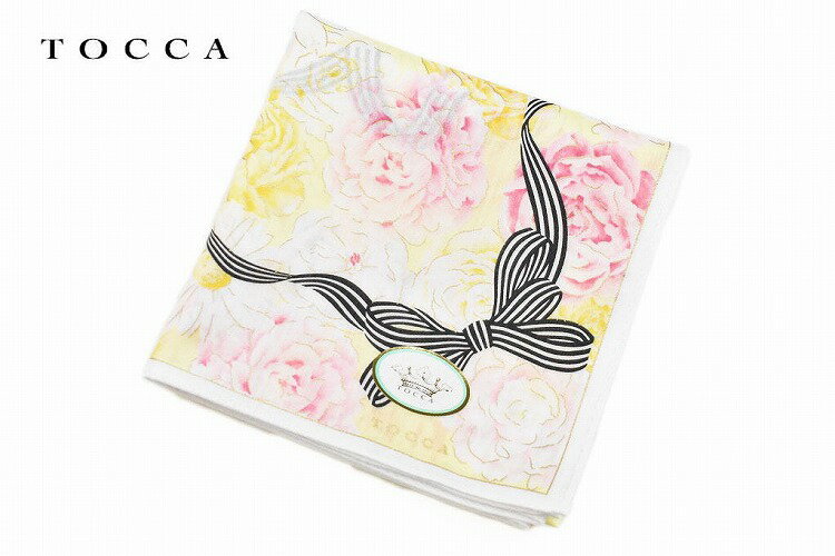 トッカ 大判 ハンカチ レディース 綿 高級 ブランド ハイブランド TOCCA ライト イエロー フラワー 花 リボン 女性 婦人 母の日 20代 30代 40代 50代 60代 70代 プレゼント ギフト おしゃれ かわいい 大人 ホワイトデー ポイント消化 x1x