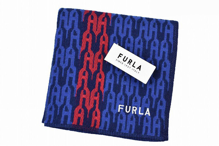 フルラ ハンドタオル フルラ タオルハンカチ 1枚 メンズ ブランド FURLA ネイビー 紺 × レッド 赤 ライン ロゴ デザイン 男性 紳士 ハンドタオル 父の日 【あす楽】