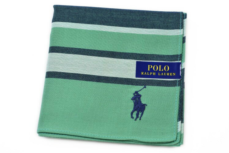 ラルフローレン ポロ ラルフローレン ハンカチ 1枚 メンズ ブランド POLO Ralph Lauren グリーン ボーダー 紺 ネイビー ロゴ 刺繍 男性 紳士 【あす楽】