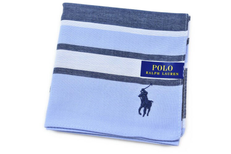 ラルフローレン ポロ ラルフローレン ハンカチ 1枚 メンズ ブランド POLO Ralph Lauren 青 ブルー × 紺 ネイビー ボーダー ロゴ 刺繍 男性 紳士 【あす楽】