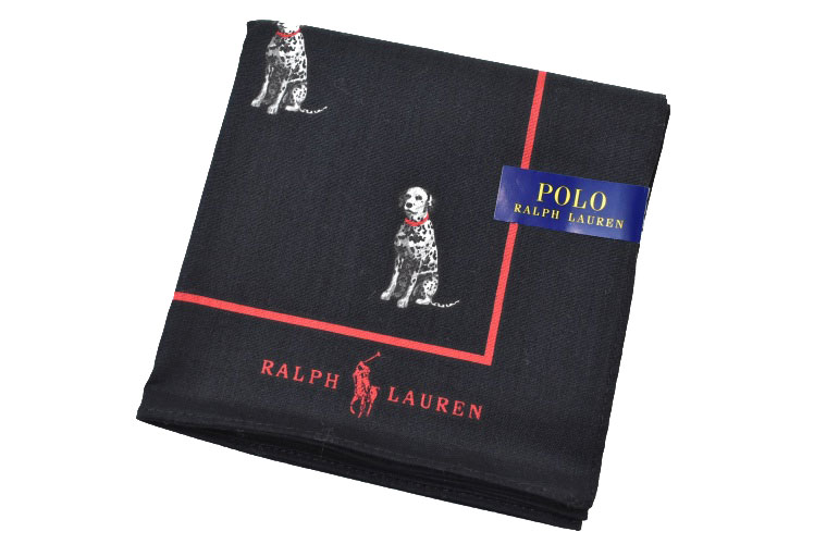 ラルフローレン ポロ ラルフローレン ハンカチ 1枚 メンズ ブランド POLO Ralph Lauren 黒 ブラック × 赤 レッド ドッグ 犬 ロゴ 男性 紳士 【あす楽】