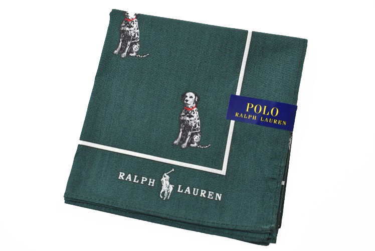 ラルフローレン ポロ ラルフローレン ハンカチ 1枚 メンズ ブランド POLO Ralph Lauren グリーン × 白 ホワイト ドッグ 犬 ロゴ 男性 紳士 【あす楽】