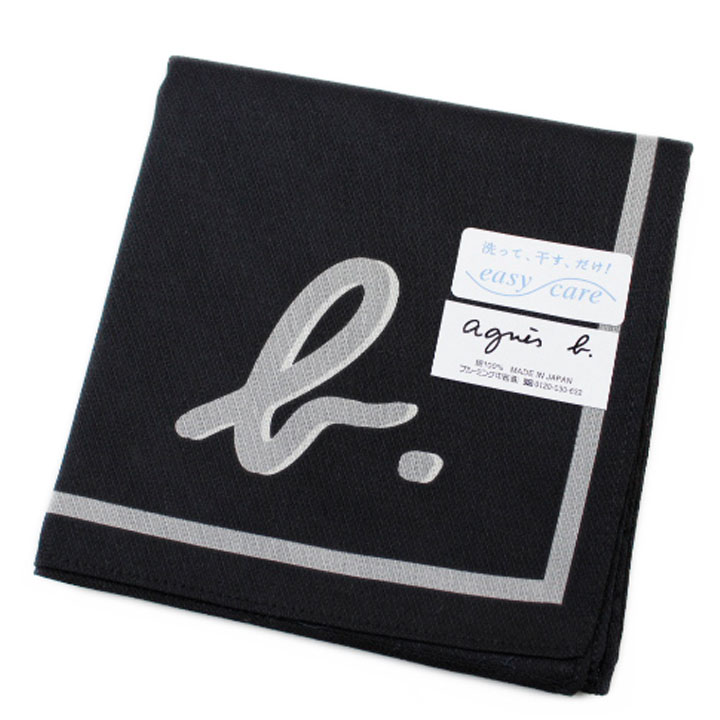 アニエスベー ハンカチ 1枚 メンズ 綿 ブランド ハイブランド agnes b. 黒 ブラック レジメンタル ストライプ ドット ロゴ 男性 紳士 父の日 20代 30代 40代 50代 60代 70代 プレゼント ギフト おしゃれ ポイント消化