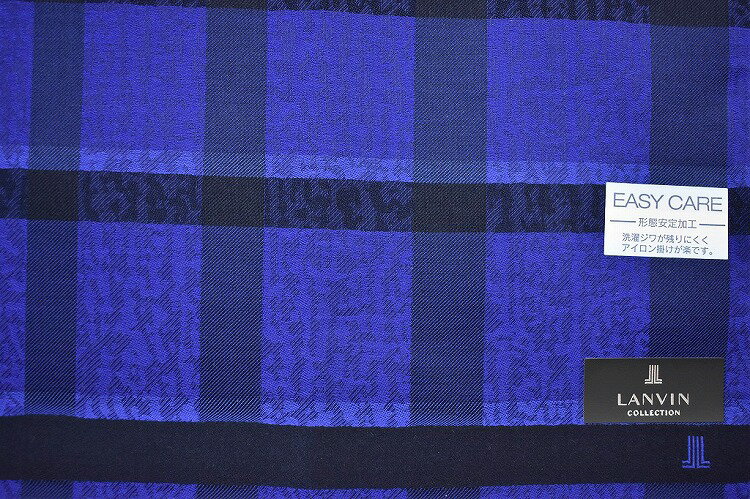 ランバン コレクション ハンカチ 1枚 メンズ ブランド LANVIN COLLECTION ブルー マーブル ライン チェック 男性 紳士 父の日 【あす楽】 2
