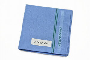 カルバンクライン ハンカチ 1枚 メンズ ブランド Calvin Klein ライトブルー 青 × グリーン ライン ロゴ 男性 紳士 父の日 【あす楽】