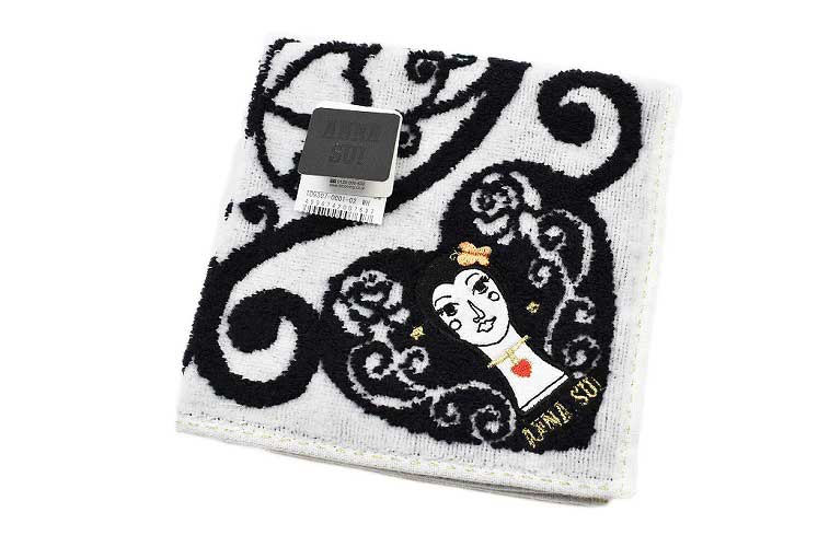 アナスイ タオルハンカチ 1枚 レディース ブランド ANNA SUI ホワイト × ブラック ハート バタフライ 刺繍 女性 婦人 ハンドタオル プレゼント ギフト お礼の品 20代 30代 40代 50代 60代 かわいい 大人 可愛い タオル ハンカチ ハンカチタオル 【あす楽】