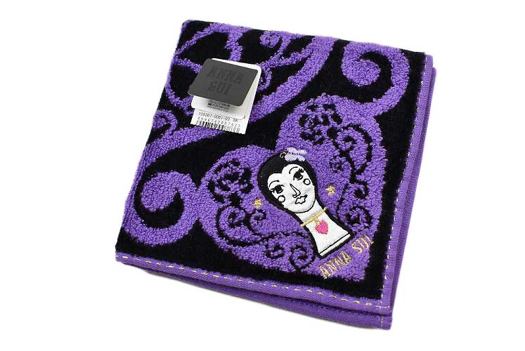 アナ スイ ハンドタオル アナスイ タオルハンカチ 1枚 レディース ブランド ANNA SUI ブラック × パープル ハート バタフライ 刺繍 女性 婦人 ハンドタオル プレゼント ギフト お礼の品 20代 30代 40代 50代 60代 かわいい 大人 可愛い タオル ハンカチ ハンカチタオル 【あす楽】