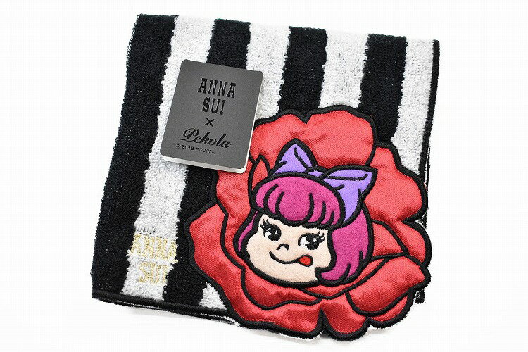 アナ スイ タオルハンカチ レディース アナスイ タオルハンカチ 1枚 レディース ブランド PEKOLA × ANNA SUI コラボ ホワイト × ブラック ストライプ FUJIYA ペコラ 女性 婦人 ハンドタオル プレゼント ギフト お礼の品 20代 30代 40代 50代 60代 かわいい 大人 可愛い ハンカチタオル 【あす楽】