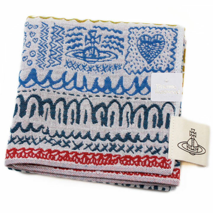 ヴィヴィアン ウエストウッド 大判 ガーゼハンカチ 1枚 レディース ブランド Vivienne Westwood 白 ホワイト マルチカラー ハート ライン 花 フラワー ORB オーブ 女性 婦人 母の日 20代 30代 40代 50代 プレゼント ギフト おしゃれ ポイント消化 ガーゼ ガーゼ素材