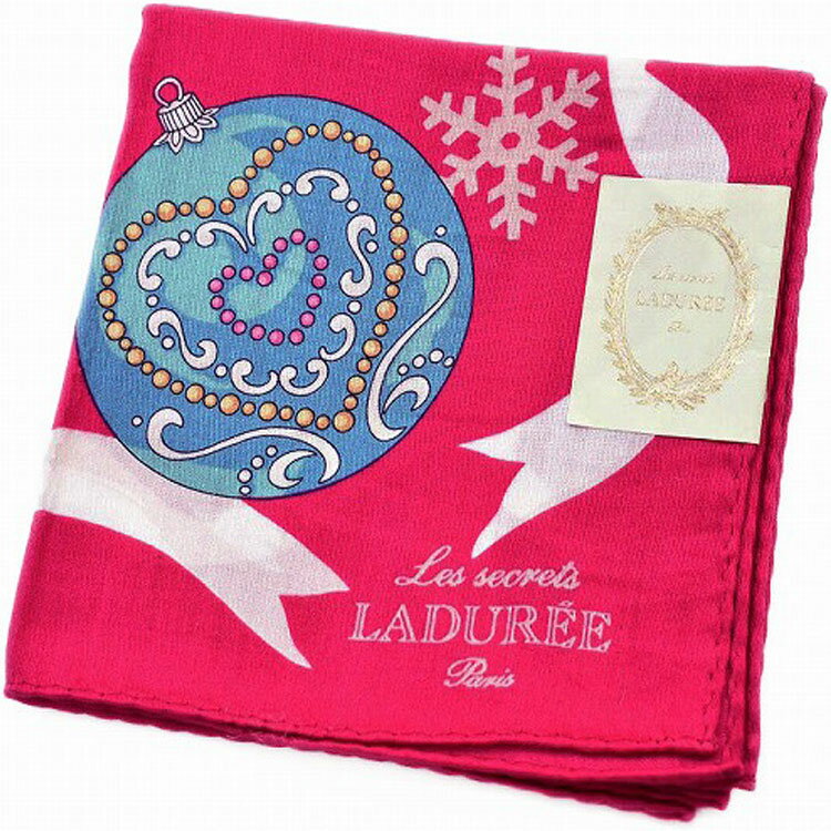 ラデュレ ハンカチ レディース 綿 高級 ブランド ハイブランド LADUREE マゼンタ ピンク クリスマス オーナメント ジョワイユ ノエル ロゴ 女性 婦人 母の日 20代 30代 40代 50代 60代 70代 おしゃれ かわいい 大人 ホワイトデー ポイント消化 訳あり