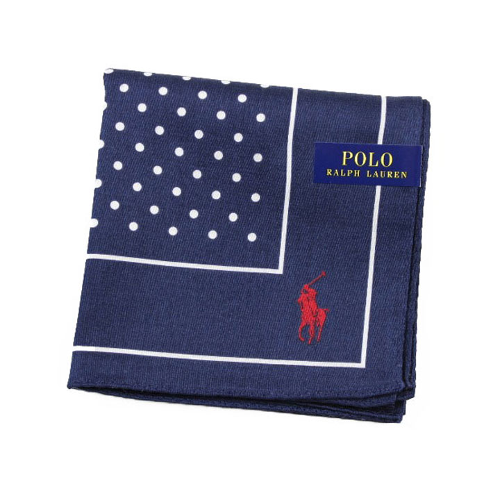 ポロ ラルフローレン ハンカチ レディース 綿 高級 ブランド ハイブランド POLO Ralph Lauren ネイビー 紺 ホワイト ドット プリント 赤 ポロポニー ロゴ 女性 婦人 母の日 20代 30代 40代 50代 60代 70代 プレゼント ギフト おしゃれ かわいい 大人 ポイント消化