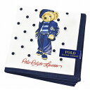 ラルフローレン ハンカチ（レディース） ポロ ラルフローレン ハンカチ 1枚 レディース ブランド POLO Ralph Lauren 白 ホワイト × 紺 ネイビー ドット ポロベア プリント 女性 婦人 プレゼント ギフト お礼の品 20代 30代 40代 50代 60代 かわいい 大人 可愛い ハンカチギフト プチギフト 【あす楽】