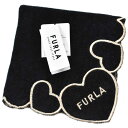 フルラ タオルハンカチ ミニタオル ハンカチ 1枚 レディース 綿 高級 ブランド ハイブランド FURLA 黒 ブラック ハート ロゴ スカラップ 刺繍 女性...
