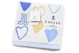 ランバン オン ブルー ハンカチ レディース ランバン オン ブルー タオルハンカチ 1枚 レディース LANVIN en Bleu 白 ホワイト × 青 ブルー × ベージュ ハート ロゴ 刺繍 女性 婦人 ハンドタオル 【あす楽】