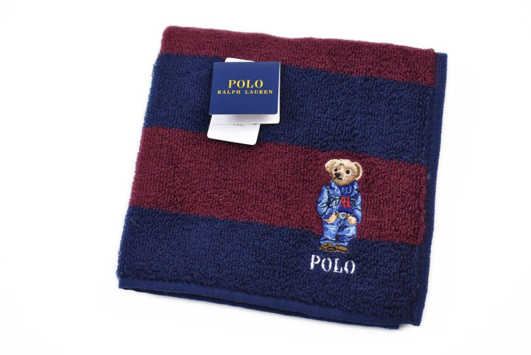 ラルフローレン ハンドタオル ポロ ラルフローレン タオルハンカチ ハンカチ 1枚 メンズ ブランド POLO Ralph Lauren ボルドー × ネイビー ボーダー ポロベア 男性 紳士 ハンドタオル 【あす楽】