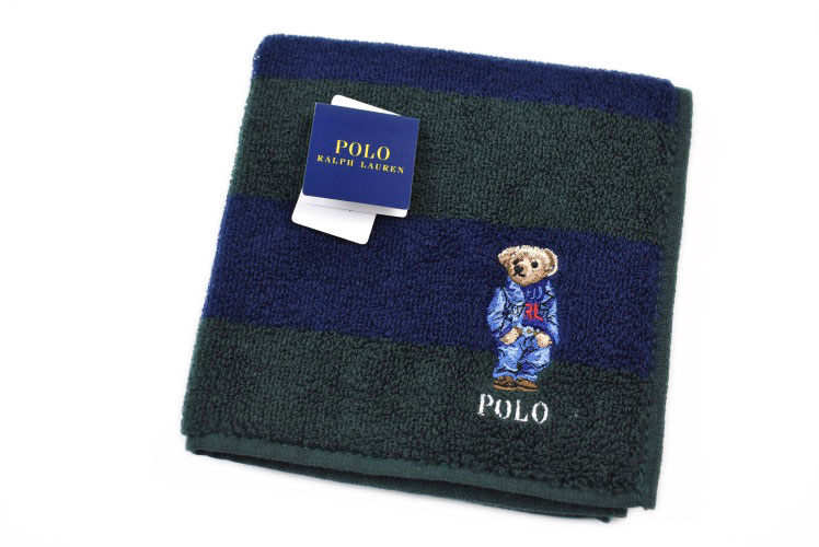 ラルフローレン ポロ ラルフローレン タオルハンカチ ハンカチ 1枚 メンズ ブランド POLO Ralph Lauren グリーン × ネイビー ボーダー ポロベア 男性 紳士 ハンドタオル 【あす楽】