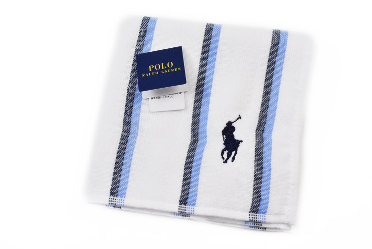 ラルフローレン ハンドタオル ポロ ラルフローレン タオルハンカチ ハンカチ 1枚 メンズ ブランド POLO Ralph Lauren 白 ホワイト × 青 ブルー ストライプ 男性 紳士 ハンドタオル 父の日 【あす楽】