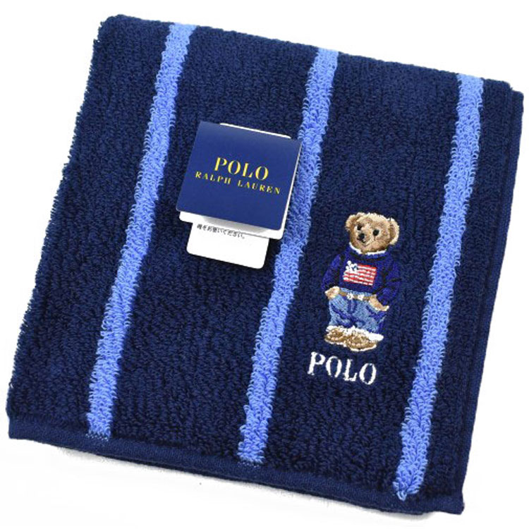 ポロ ラルフローレン タオルハンカチ タオル ハンカチ 1枚 メンズ ポロベア ベア くま 綿 ブランド ハイブランド POLO Ralph Lauren ネイビー ストライプ 男性 紳士 バレンタイン 20代 30代 40代 50代 60代 70代 プレゼント ギフト おしゃれ ハンドタオル ポイント消化