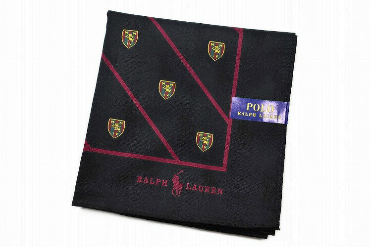 ポロ ラルフローレン 大判 ハンカチ 1枚 メンズ ブランド POLO Ralph Lauren 黒 ブラック エンブレム デザイン ライン ロゴ 男性 紳士 父の日 【あす楽】