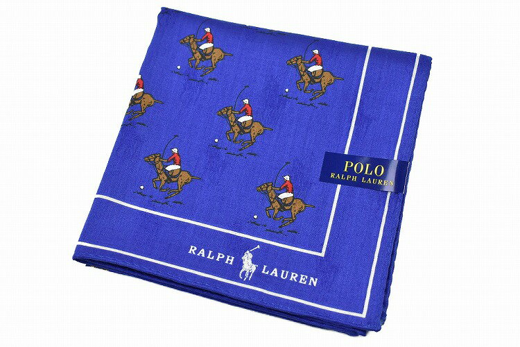 ポロ ラルフローレン 大判 ハンカチ 1枚 メンズ ブランド POLO Ralph Lauren ブルー 馬 ホース シャドー ロゴ ライン 男性 紳士 【あす楽】