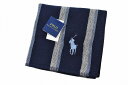 ラルフローレン タオルハンカチ レディース ポロ ラルフローレン タオルハンカチ ハンカチ 1枚 メンズ ブランド POLO Ralph Lauren 紺 ネイビー × グレー ストライプ ロゴ 刺繍 男性 紳士 ハンドタオル 父の日 【あす楽】