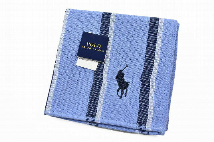 ポロ ラルフローレン タオルハンカチ タオル ハンカチ 1枚 メンズ ギフト プレゼント 綿 ブランド ビジネス POLO Ralph Lauren ブルー ストライプ ロゴ 刺繍 男性 紳士 ハンドタオル 【あす楽】