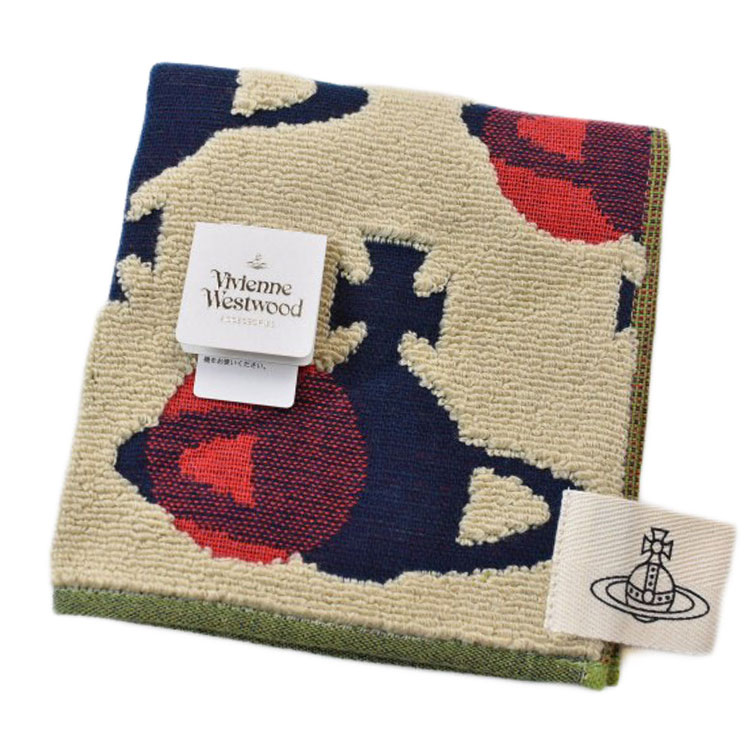 ヴィヴィアン ウエストウッド タオルハンカチ 1枚 レディース ブランド Vivienne Westwood グリーン 紺 ネイビー ORB オーブ デザイン ロゴ 女性 婦人 ハンドタオル