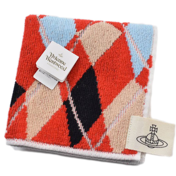 ヴィヴィアン ウエストウッド タオルハンカチ 1枚 レディース ブランド Vivienne Westwood 赤 レッド マルチカラー アーガイルチェック 女性 婦人 ハンドタオル 20代 30代 40代 50代 60代 70代 プレゼント ギフト おしゃれ かわいい 大人 ホワイトデー ポイント消化