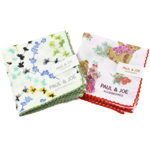 ポール & ジョー アクセソワ ハンカチ 2枚 セット レディース ブランド PAUL & JOE ACCESSOIRES ライト グリーン フラワー × ピンク ベア くま 女性 婦人 ポール & ジョー アクセソワ ハンカチ 2枚 セット レディース ブランド PAUL & JOE ACCESSOIRES ライト グリーン フラワー × ピンク ベア くま 女性 婦人
