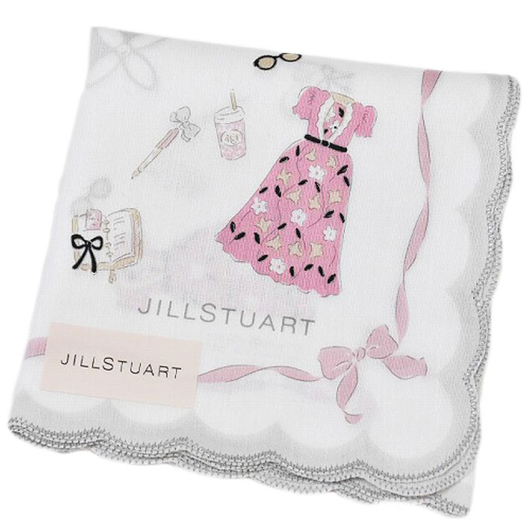 ジルスチュアート ハンカチ レディース 綿 高級 ブランド ハイブランド JILLSTUART 白 グレー ドレス リボン スカラップ 女性 婦人 母の日 実用...