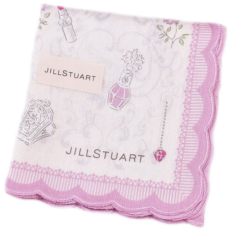 ジルスチュアート ハンカチ レディース 綿 高級 ブランド ハイブランド JILLSTUART ピンク パープル コスメ リボン ローズ スカラップ 女性 婦人...