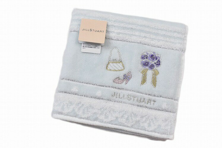 ジルスチュアート ジルスチュアート タオルハンカチ 1枚 レディース ブランド JILLSTUART ライト ブルー × 白 バッグ ブーケ ロゴ 刺繍 女性 婦人 ハンドタオル プレゼント ギフト お礼の品 20代 30代 40代 50代 60代 かわいい 大人 可愛い タオル ハンカチ ハンカチタオル 【あす楽】