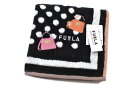 フルラ ハンカチ レディース フルラ タオルハンカチ 1枚 レディース ブランド FURLA 黒 ブラック × 白 ホワイト ドット バッグ ロゴ 刺繍 女性 婦人 ハンドタオル 【あす楽】