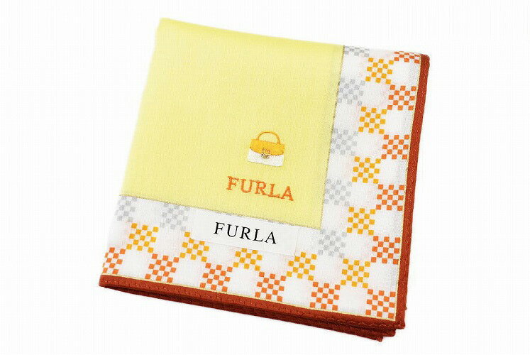 フルラ ハンカチ 1枚 レディース ブランド FURLA イエロー ブロックデザイン プリント 女性 婦人 母の日 【あす楽】