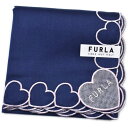 フルラ ハンカチ レディース 綿 高級 ブランド ハイブランド FURLA 紺 ネイビー × ピンク ハート ロゴ 女性 婦人 母の日 実用的 20代 30代 ...