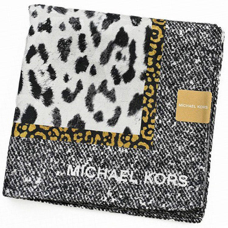 マイケルコース 大判 ハンカチ シルク 混 1枚 レディース 日本製 綿 高級 ブランド ハイブランド MICHAEL KORS グレー ヒョウ柄 レオパード 女性 婦人 母の日 20代 30代 40代 50代 60代 70代 プレゼント ギフト おしゃれ かわいい 大人 ホワイトデー お返し ポイント消化