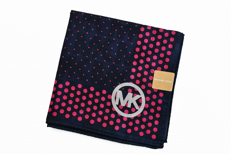 マイケルコース 大判 ハンカチ 1枚 レディース 日本製 綿 高級 ブランド ハイブランド MICHAEL KORS ネイビー 紺 ロゴ ドット 女性 婦人 母...