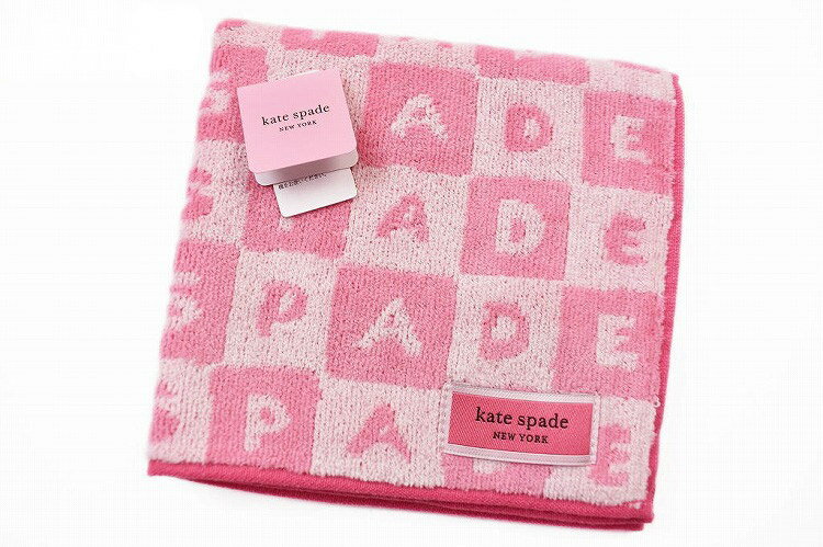 ケイトスペード ニューヨーク タオルハンカチ ハンカチ 1枚 レディース ブランド kate spade new york ライト ピンク ブロック チェック ロゴ デザイン 女性 婦人 ハンドタオル ケート 母の日 x1x 【あす楽】