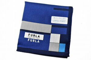 フルラ ハンカチ 1枚 メンズ ブランド FURLA ブルー ハーフ ボーダー デザイン 男性 紳士 父の日 【あす楽】