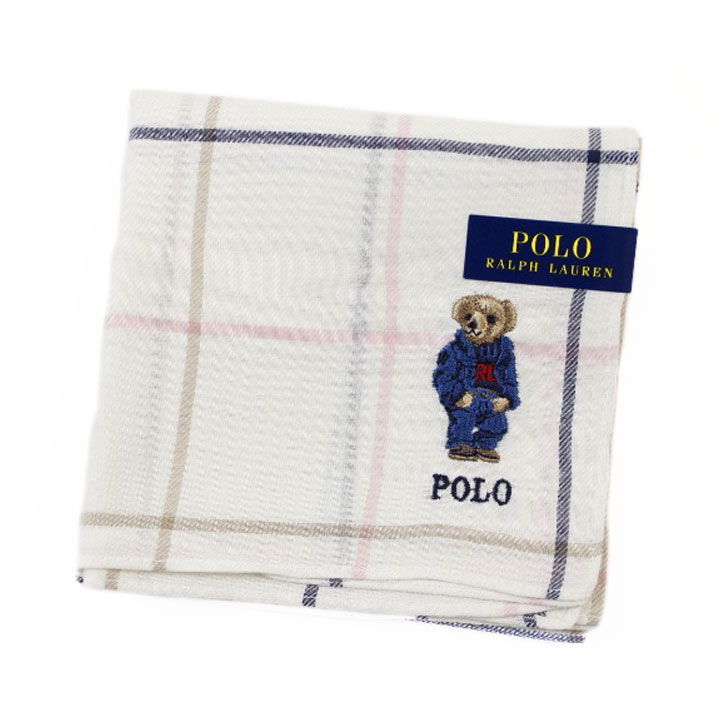 ポロ ラルフローレン ハンカチ 1枚 メンズ ポロベア ベア くま 綿 ブランド ハイブランド POLO Ralph Lauren 白 ホワイト マルチカラー チェック ロゴ 刺繍 男性 紳士 父の日 実用的 20代 30代 40代 50代 60代 70代 プレゼント ギフト おしゃれ ポイント消化