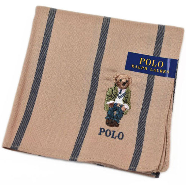 ポロ ラルフローレン ハンカチ 1枚 メンズ ポロベア ベア くま 綿 ブランド ハイブランド POLO Ralph Lauren ブラウンベージュ 紺 ネイビー ストライプ ロゴ 刺繍 男性 紳士 実用的 20代 30代 40代 50代 60代 70代 おしゃれ ポイント消化 訳あり