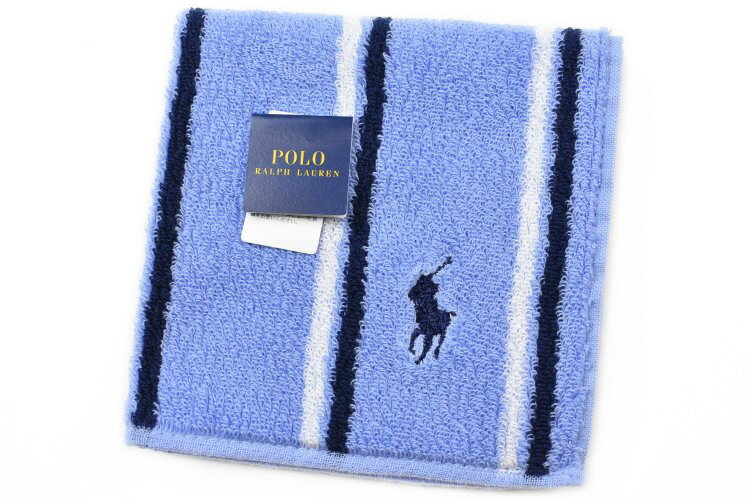 ポロ ラルフローレン タオルハンカチ タオル ハンカチ 1枚 メンズ ギフト プレゼント 綿 ブランド ビジネス POLO Ralph Lauren 青 ブルー ホワイト × ネイビー ストライプ ロゴ 刺繍 男性 紳士 ハンドタオル 【あす楽】